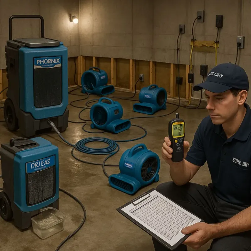 Structural Drying and Dehumidification process in West Paris, ME